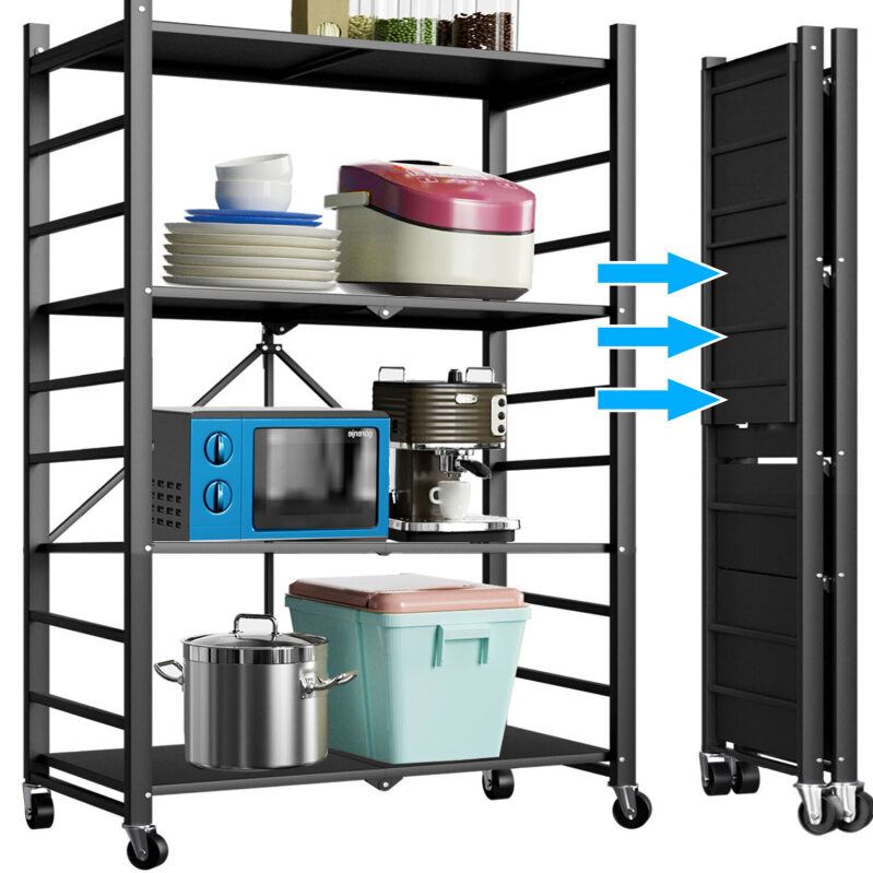 Musment Adjustable 4-Tiers Stainless Steel Storage Shelf Unit - Versatile and Durable Storage Solution