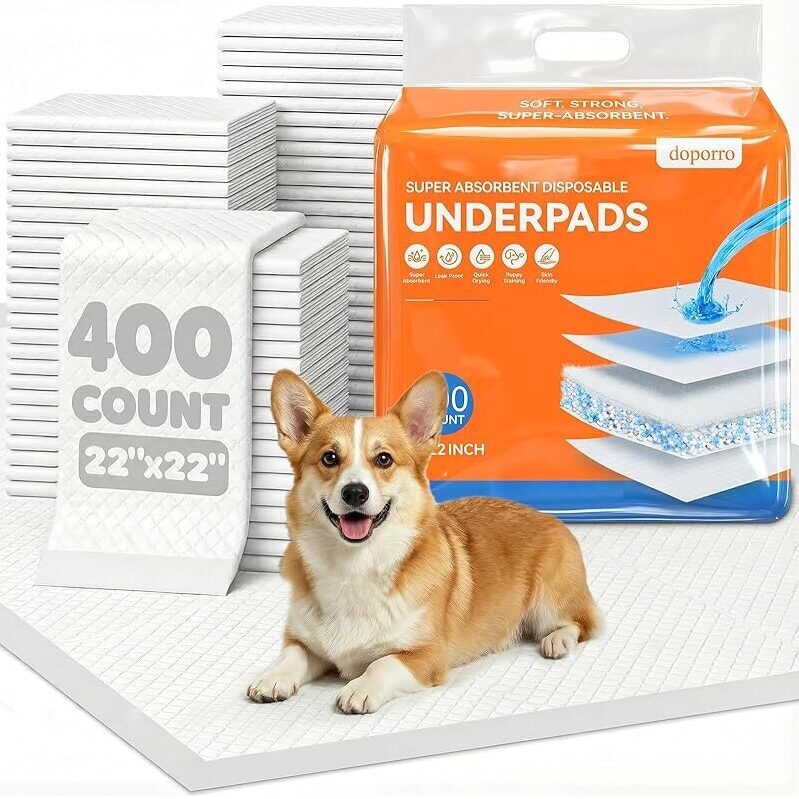 400-Pack Super Absorbent Dog Pee Pads - Stay-Put Tabs for Easy Training
