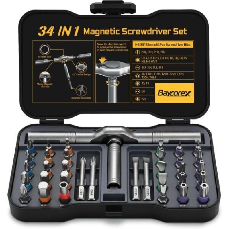 34 in 1 Magnetic Screwdriver Set - Precision Tool Kit for Home & Electronics