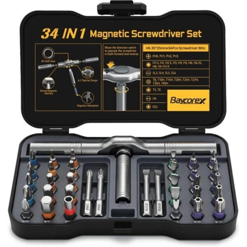 34 in 1 Magnetic Screwdriver Set - Precision Tool Kit for Home & Electronics