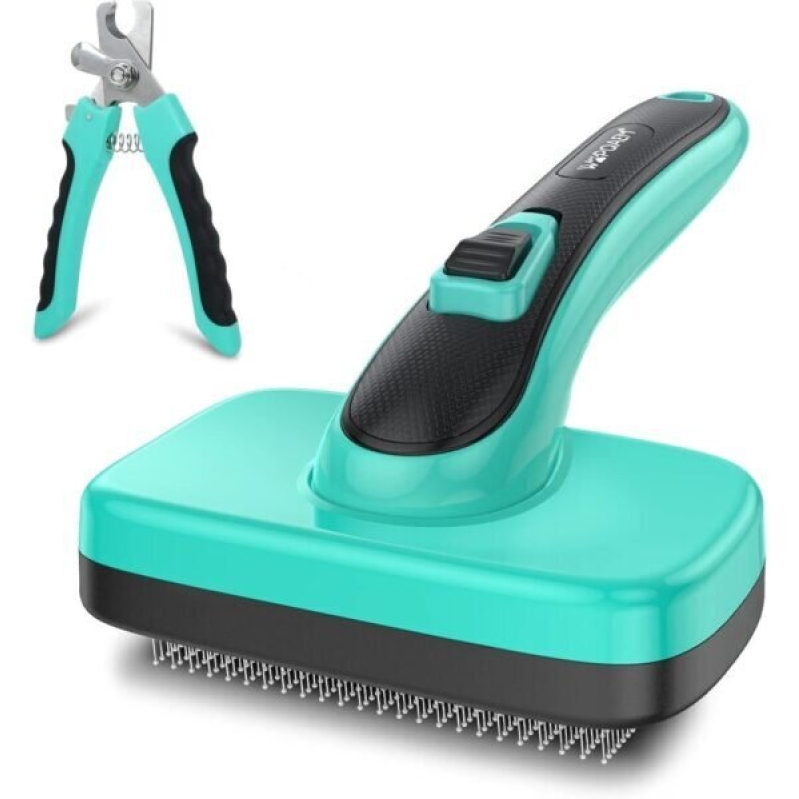 WOPQAEM 2-Piece Pet Grooming Kit: Self-Cleaning Brush & Nail Clippers -50% Off