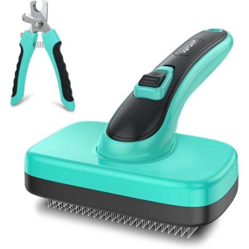 WOPQAEM 2-Piece Pet Grooming Kit: Self-Cleaning Brush & Nail Clippers -50% Off