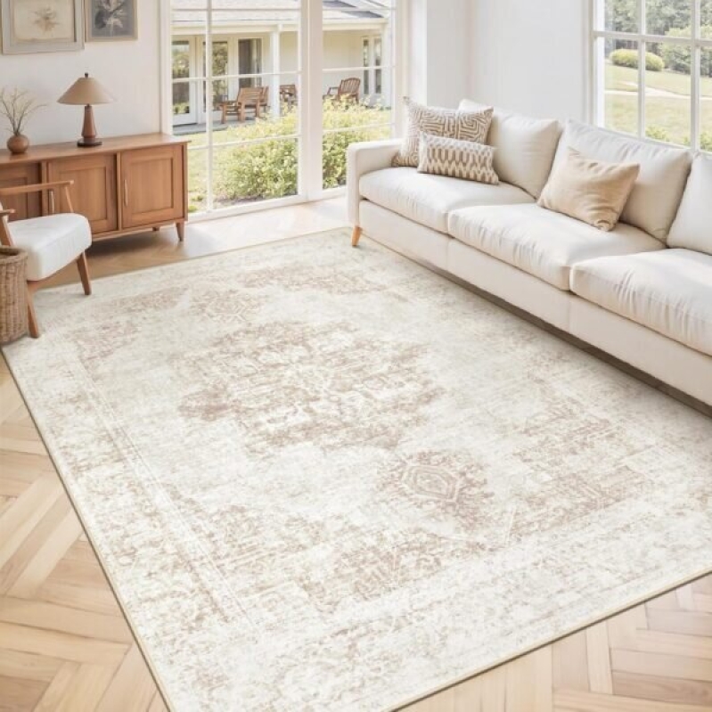 5'x7' Washable Area Rug: Elegant Living Room Carpet - 50% Off