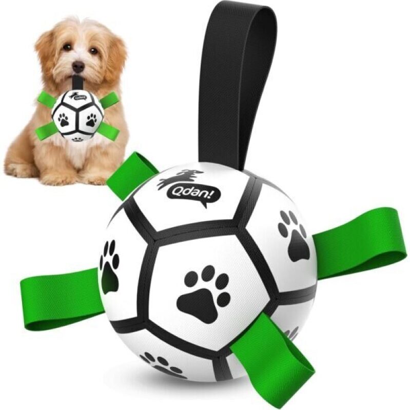QDAN Dog Soccer Ball with Straps: 50% Off on Interactive Tug of War Toy