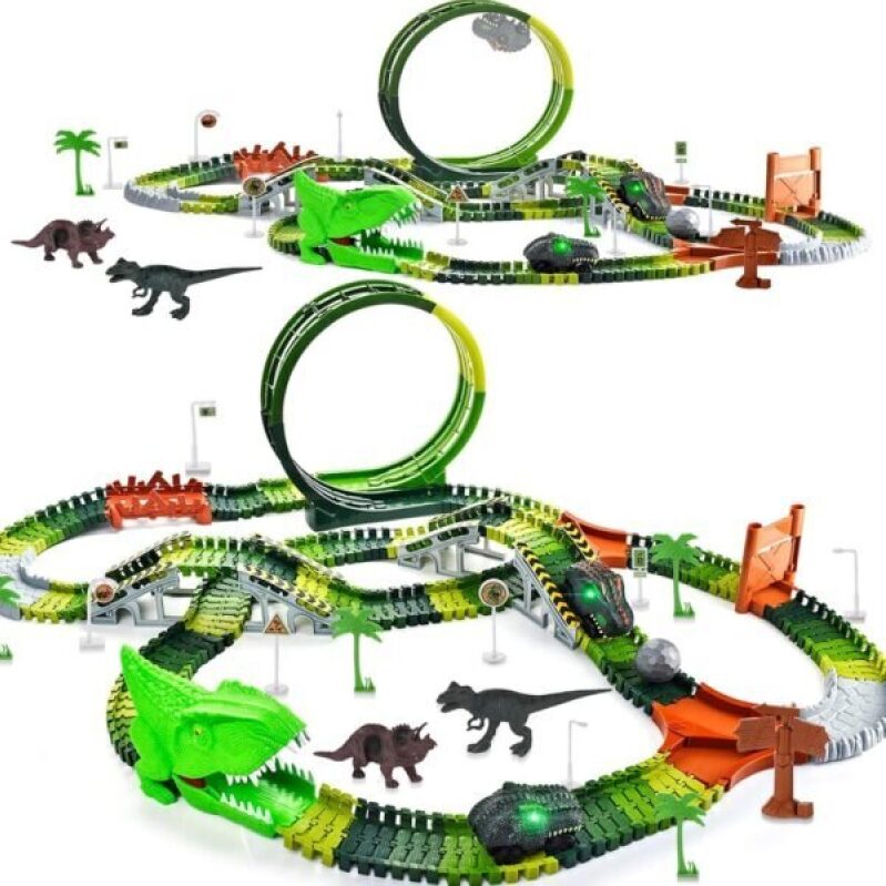 286 Pcs Dinosaur Toys Race Car Set - Ultimate Track Playset for Kids