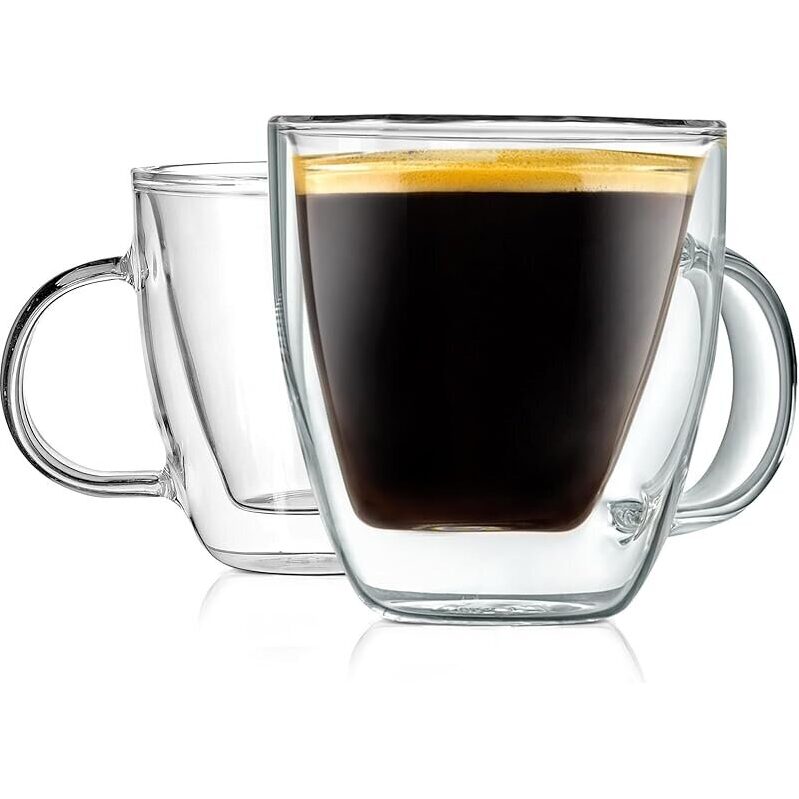 NutriChef Double Walled Glass Espresso Cups - Set of 2