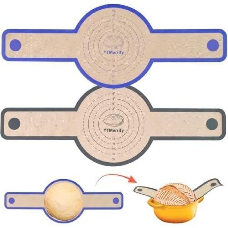 2-Pack Silicone Bread Sling Mats with Long Handles - Perfect for Baking
