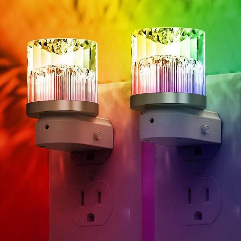 2pk L Lohas Plug into Wall RGB LED Nightlight with Dusk to Dawn Sensor