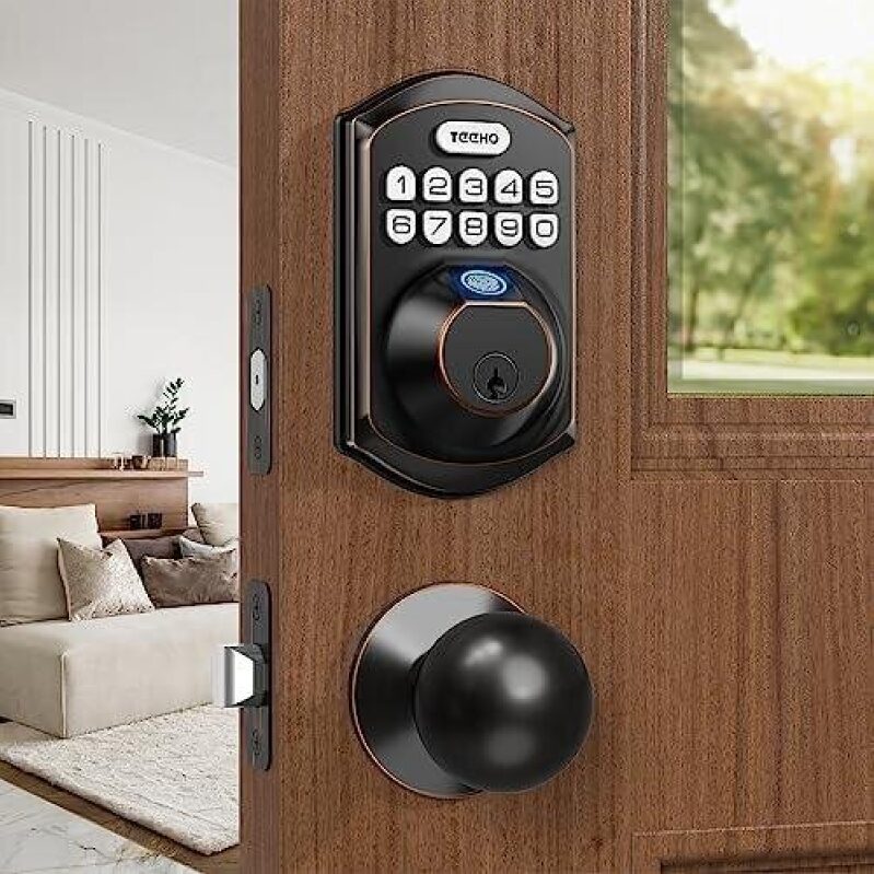 Fingerprint Password Smart Lock with 65% Discount - Bronze Finish