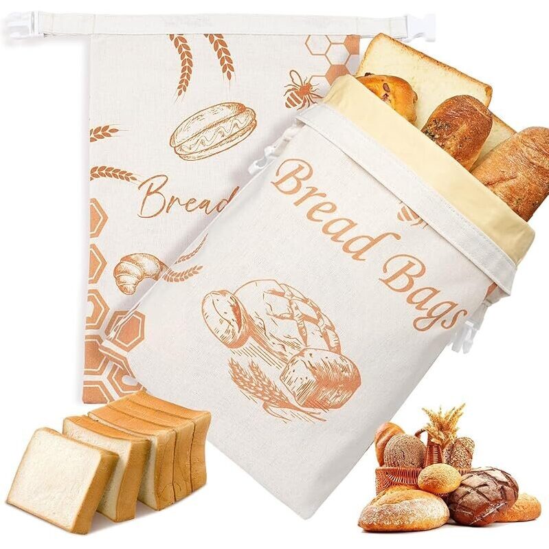 Sustainable 2 Pack Beeswax Bread Bags for Sourdough