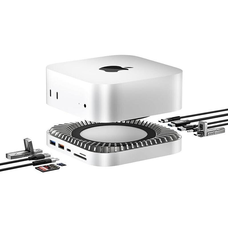 RayCue Mac mini M4 Dock Aluminum Stand and HDMI Hub