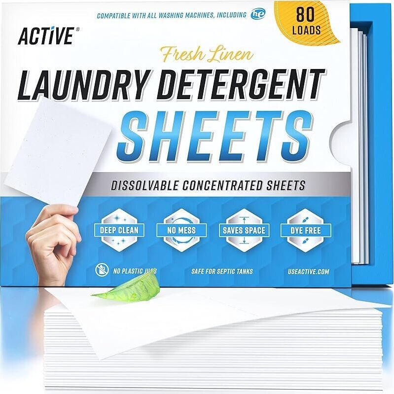 Eco-Friendly Laundry Detergent Sheets - 80 Loads