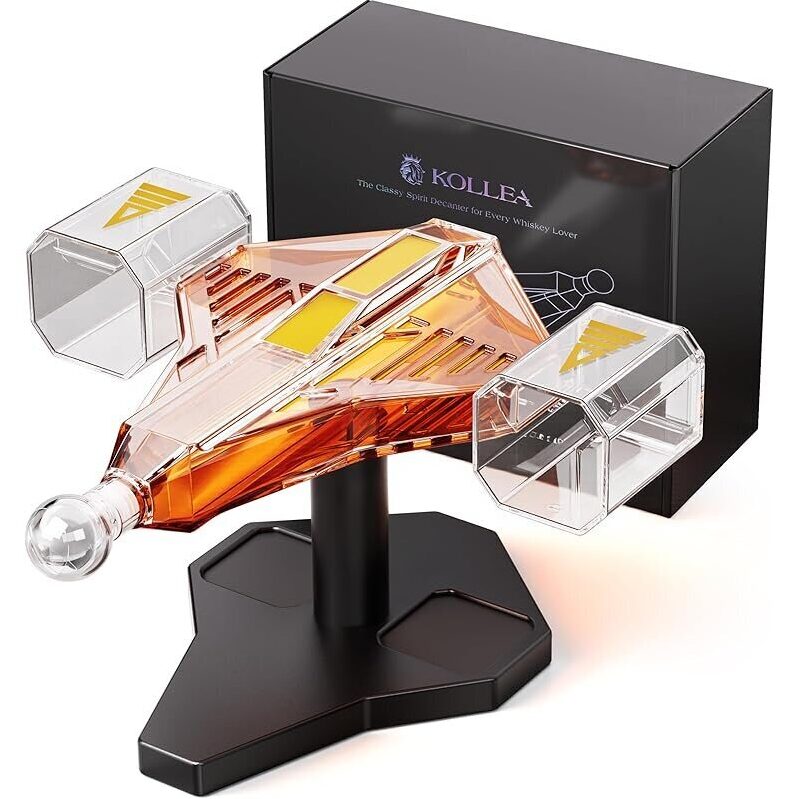 Cool Galaxy Spaceship Whiskey Decanter Set w/2 Shot Glasses
