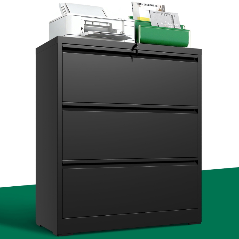 IKIMI 3 Drawer Lateral File Cabinet with Lock - Premium Office Storage Solution