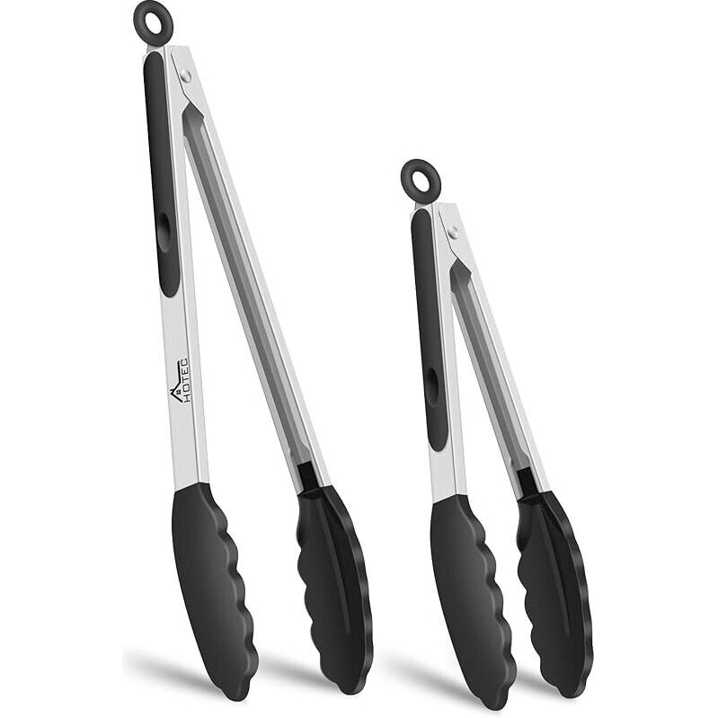 Premium 7 & 9 Inch Kitchen Tongs Set of 2 - Durable, Heat-Resistant, Stainless Steel