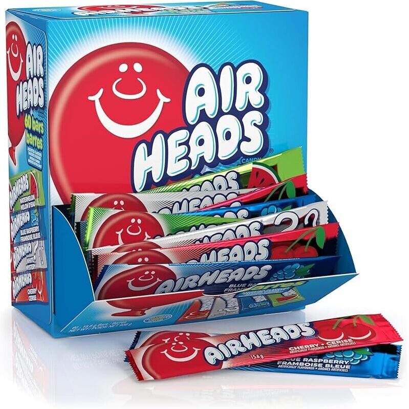 5-Pack Airheads Full-Size Candy Bars 60 Count - Sweet Treats Galore