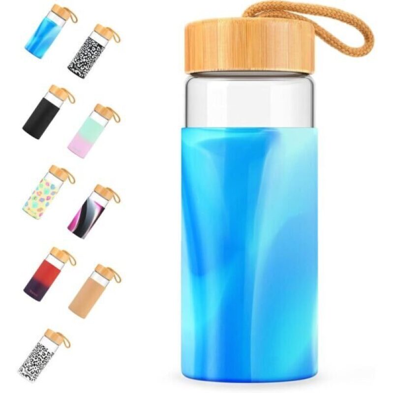 55% Off - 20 oz Glass Water Bottle with Lid