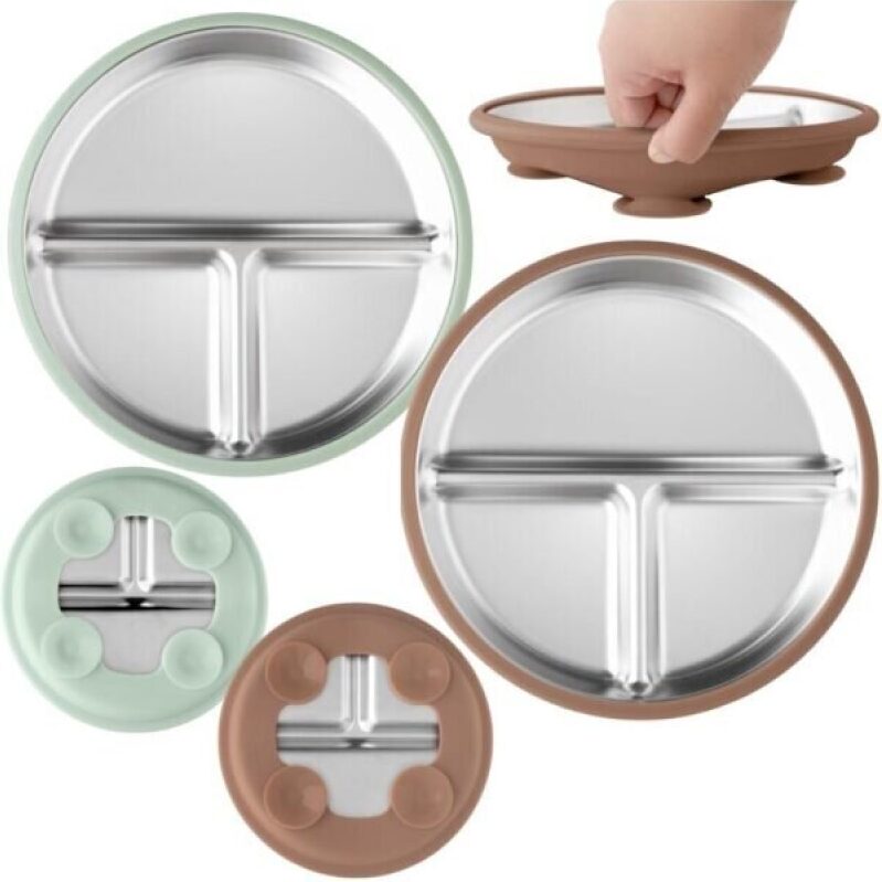 Premium Stainless Steel Toddler Plates with Suction Cups - 54% Off