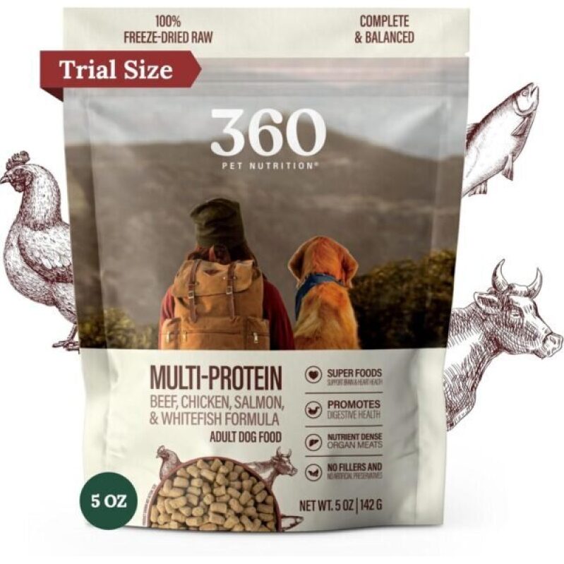 360 Pet Nutrition Freeze-Dried Raw Dog Food - Premium Multi-Protein Formula