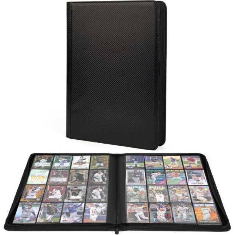1000+ Pockets Trading Card Binder, 16-Pocket Ringless Side-Loading Album for TCG, MTG, Lorcana, Sports & Standard-Size Cards (Black)