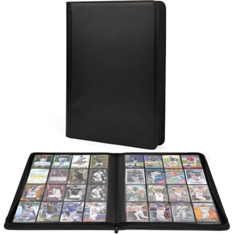 1000+ Pockets Trading Card Binder, 16-Pocket Ringless Side-Loading Album for TCG, MTG, Lorcana, Sports & Standard-Size Cards (Black)
