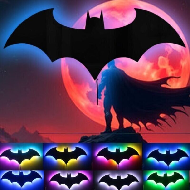 Batman LED Night Light - 16 Colors Remote Control Wall Lamp for Kids