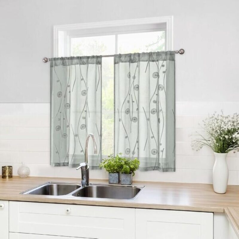 Elegant Sage Green Sheer Kitchen Curtains - 53% Off