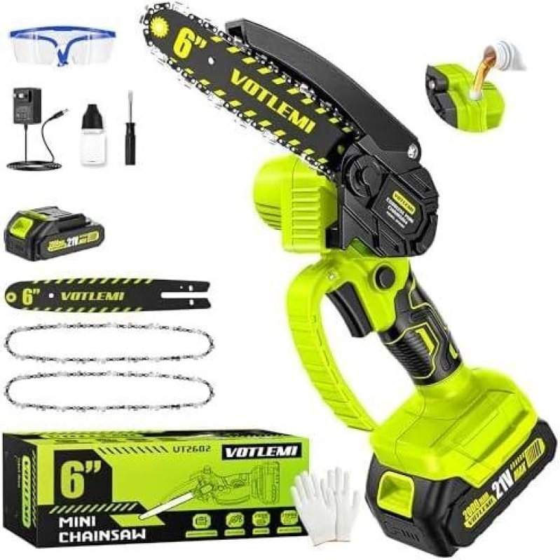 Powerful 6 Inch Cordless Mini Chainsaw with Auto Oiling