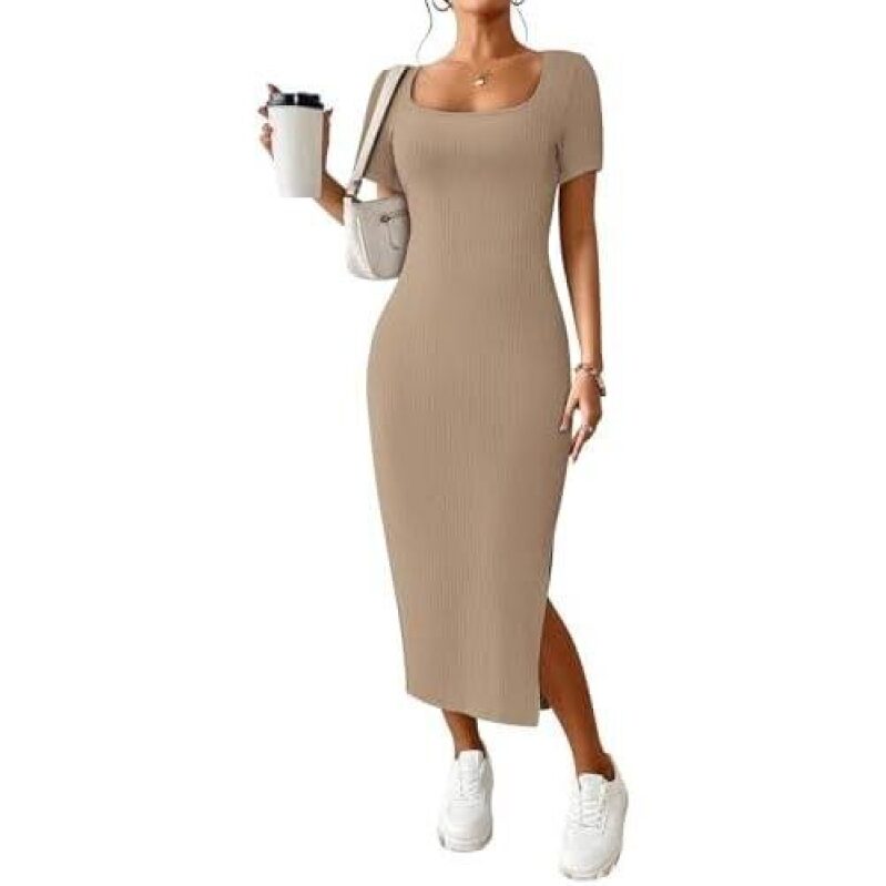 Elegant Ribbed Knit Midi Dress - 49% Off