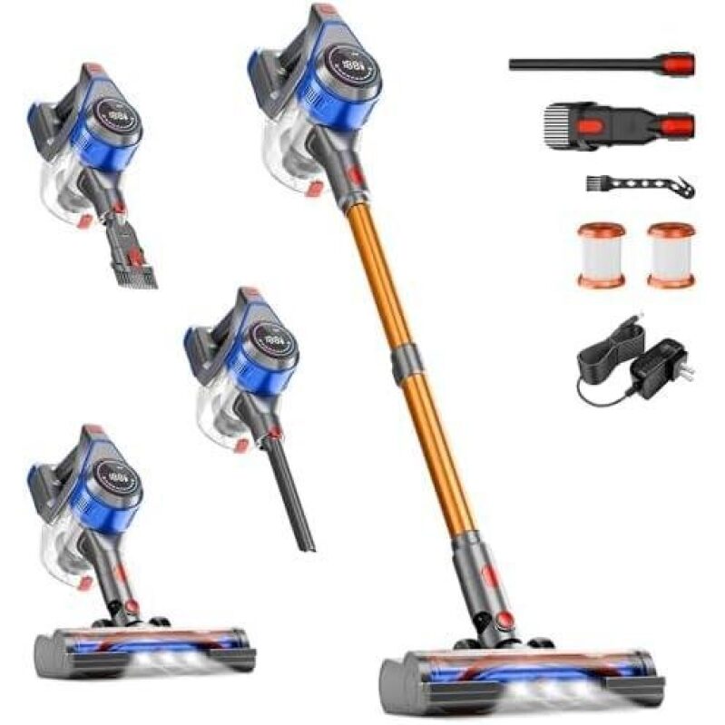 Powerful Cordless Vacuum Cleaner with LED Display, 45 Mins Runtime