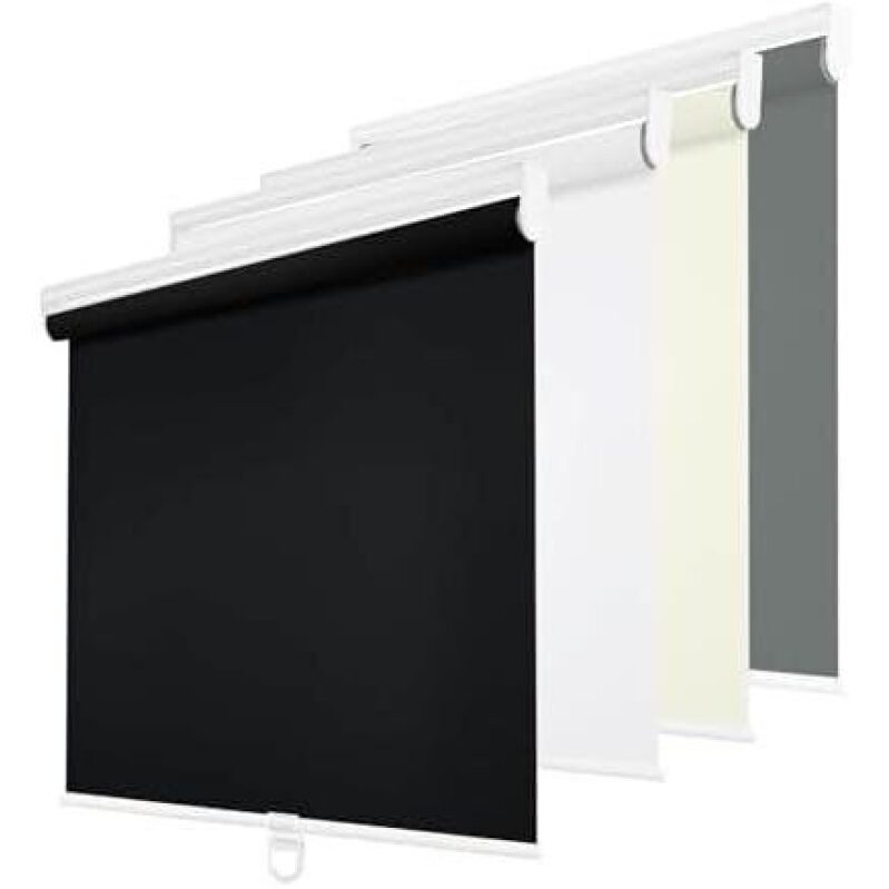 Completely Blockout Cordless Roller Blinds (24x72 inch, Black) - 50% Off
