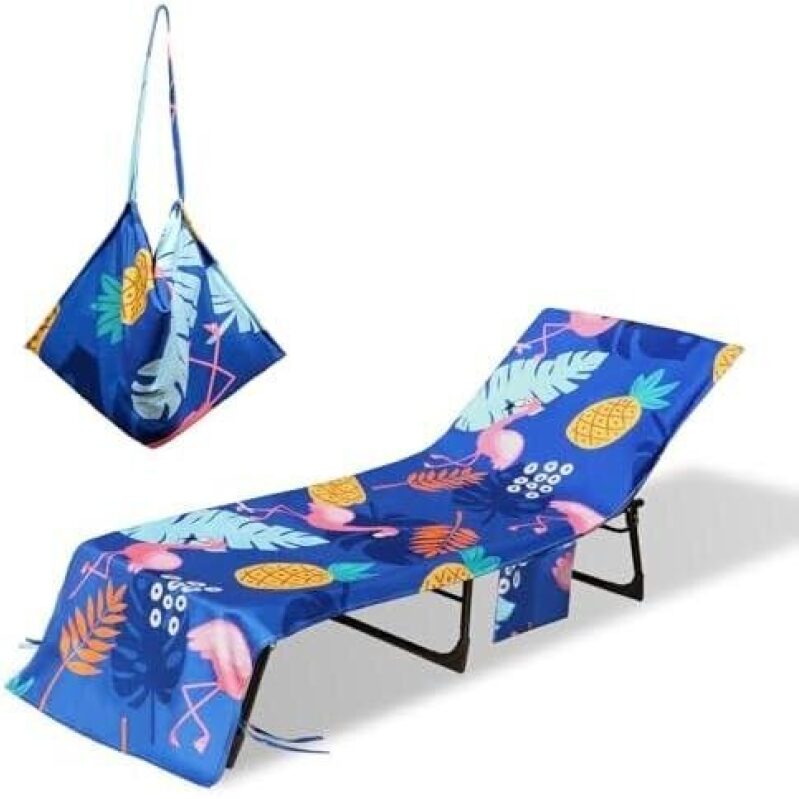 Beach Lounge Chair Towel Cover with Tropical Print - 50% OFF