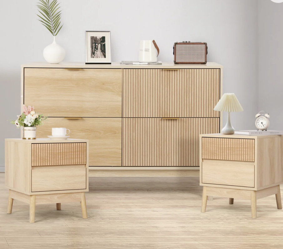 Wooden Dresser and Bedside Table Set with Great Savings
