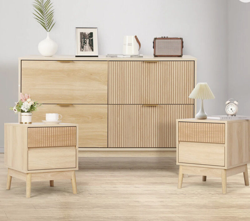 Wooden Dresser and Bedside Table Set with Great Savings
