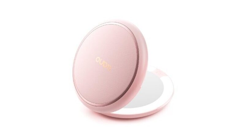 Ouqi Compact Lighted Travel Makeup Mirror - Pink