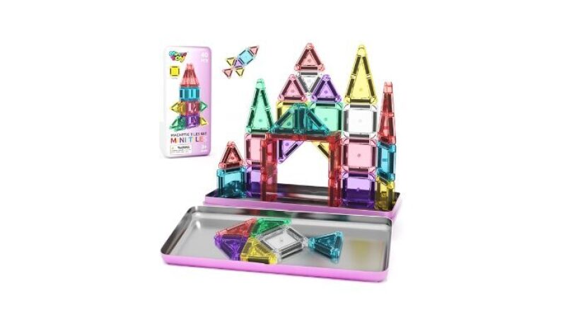 40PCS Magnetic Tiles Mini Travel Essentials Toddler Toys with Case Set