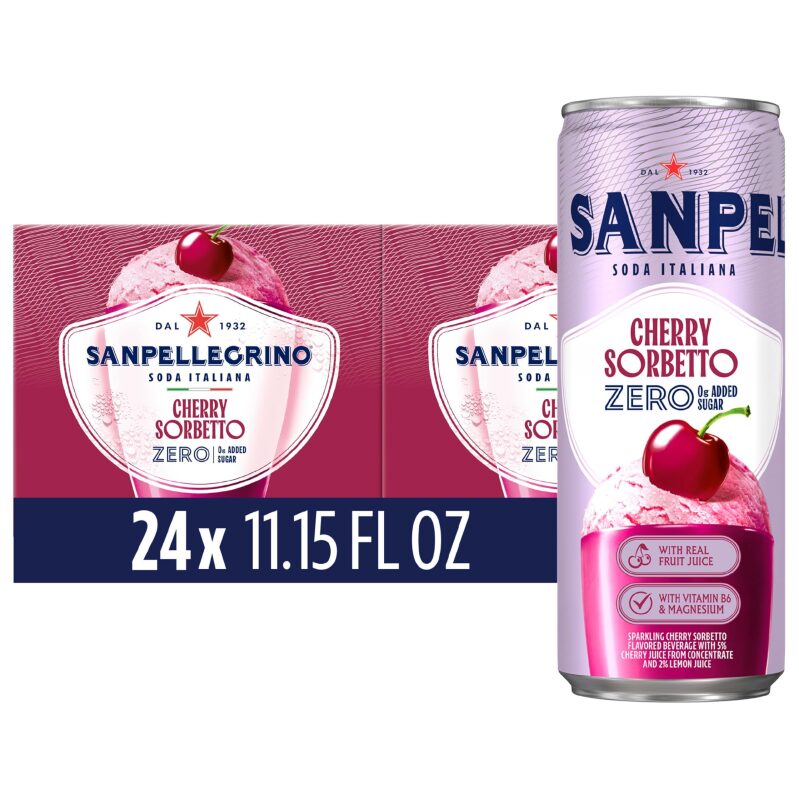 48pk Sanpellegrino Soda Italiana Cherry Sorbetto Sparkling Drink