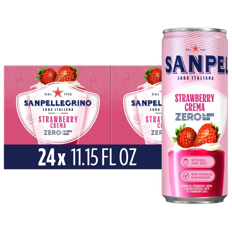 48pk Sanpellegrino Soda Italiana Strawberry Crema Italian Sparkling Drink