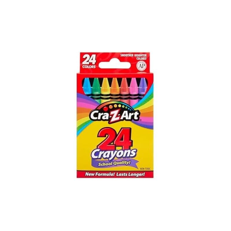 Cra-Z-Art 24ct Crayons Pack: Bright Colors, Long-Lasting