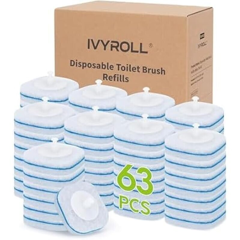 63ct IVYROLL Toilet Bowl Cleaner Wand Refills Compatible w/CLOROX