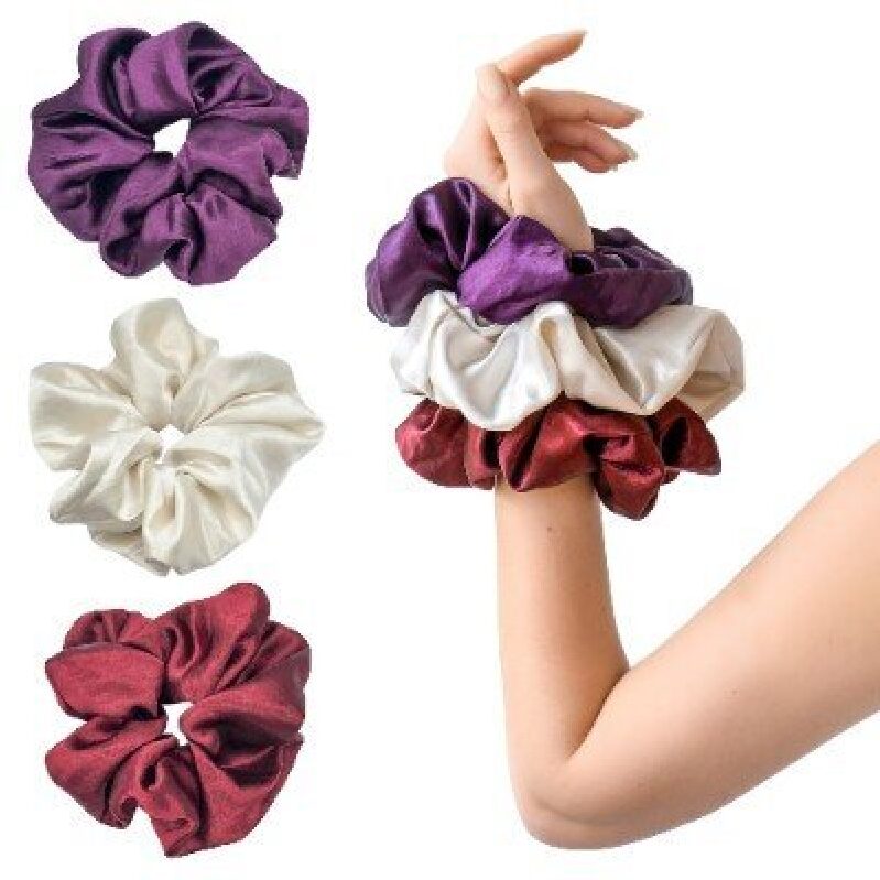 Pearlescent Satin Hair Ties - 3-Pack