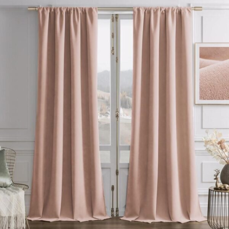 Elegant Candy Pink Velvet Curtains - 90 Inches, 2 Panels, Thermal Insulated, Room Darkening