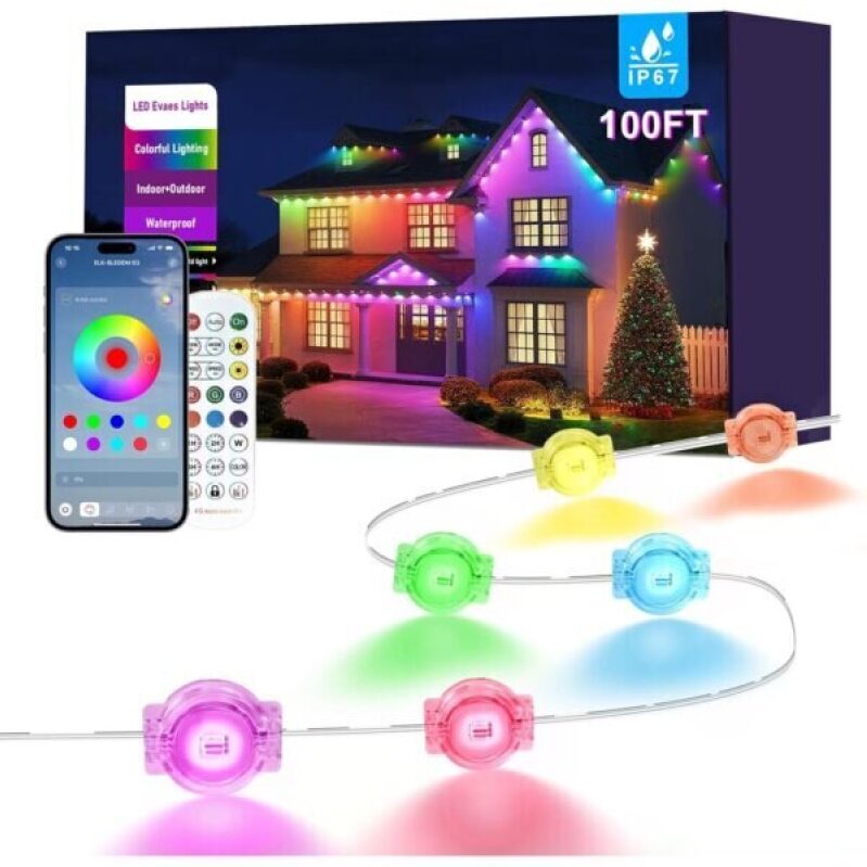 100FT Permanent Outdoor RGB LED Lights for House