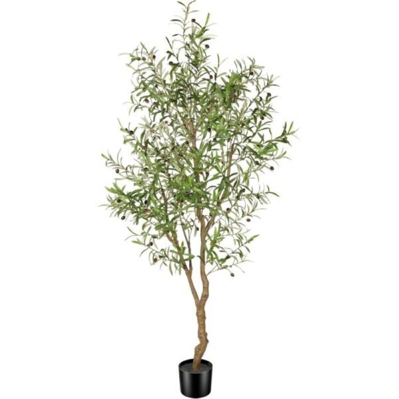 Elegant 7ft Faux Olive Tree – Lifelike Artificial Olive Tree with Olive Branches and Realistic Leaves for Indoor Decor