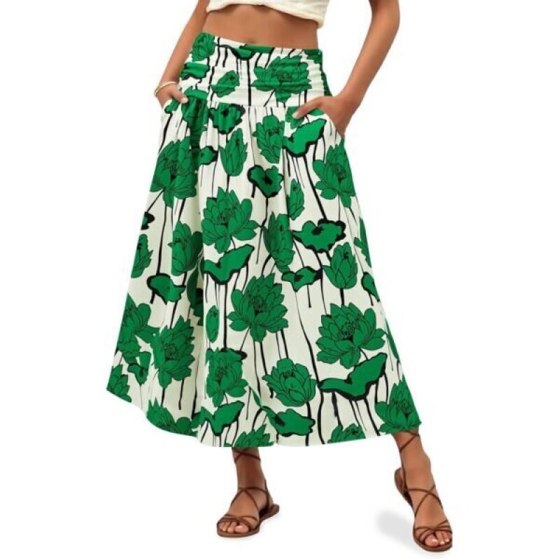 Wenrine Womens Floral Print Maxi Skirt - 50% Off