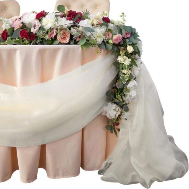Elegant 32ft Organza Table Runner for Weddings - 50% Off
