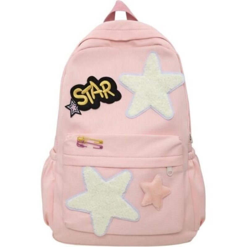 Preppy Backpack with Stars - Cute College Backpack for Girls