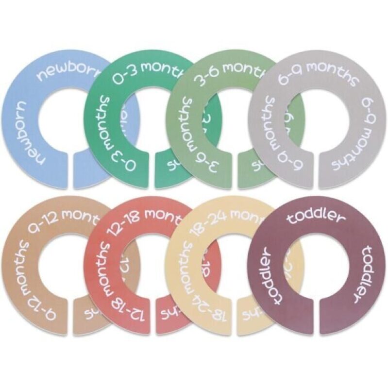 ITDYB Baby Closet Dividers – Set of 8 Round Double-Sided Clothes Dividers from Newborn to Toddler, Gender-Neutral Baby Clothes Organizer