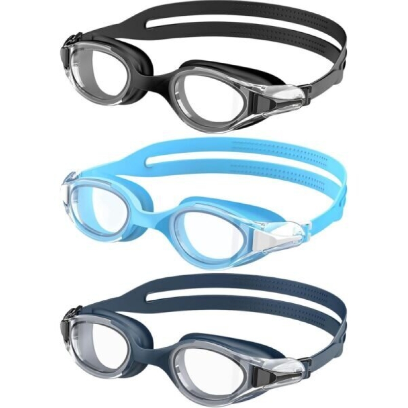 Premium Adult Swimming Goggles - Anti-Fog, UV400 Protection, No Leak, 3 Pack