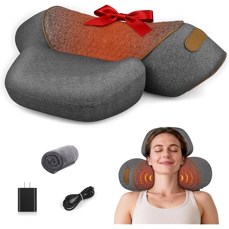 3-in-1 Neck Massager Pillow with Heat and Cervical Traction